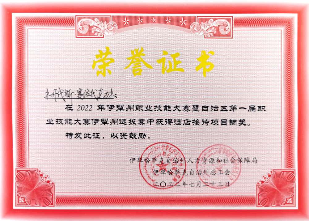 木开代斯·赛依代克力木 酒店接待 铜奖